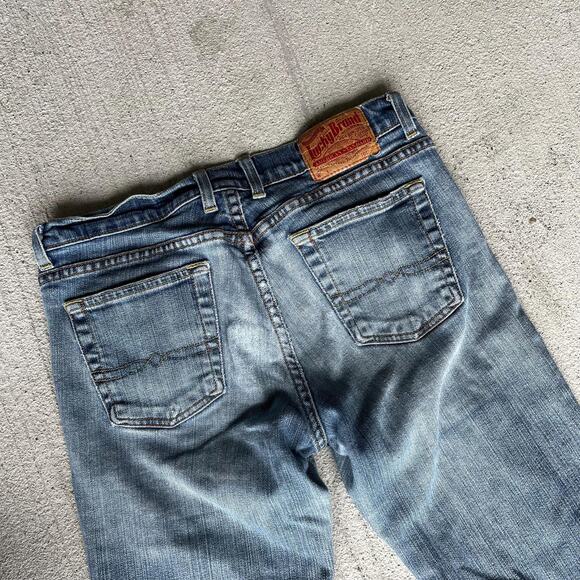 y2k vintage 00's LUCKYBRAND lowrise flare faded distressed bootcut denim jeans 8 - Picture 5 of 10